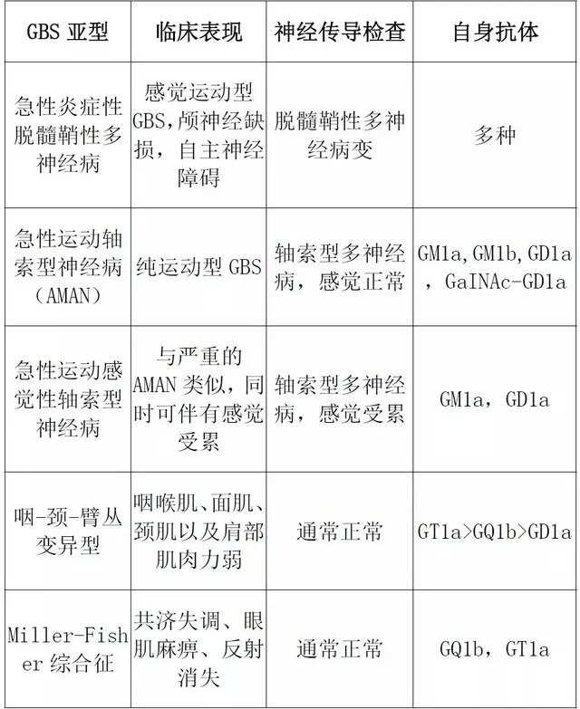 格林巴利综合征的分类与相关抗体 