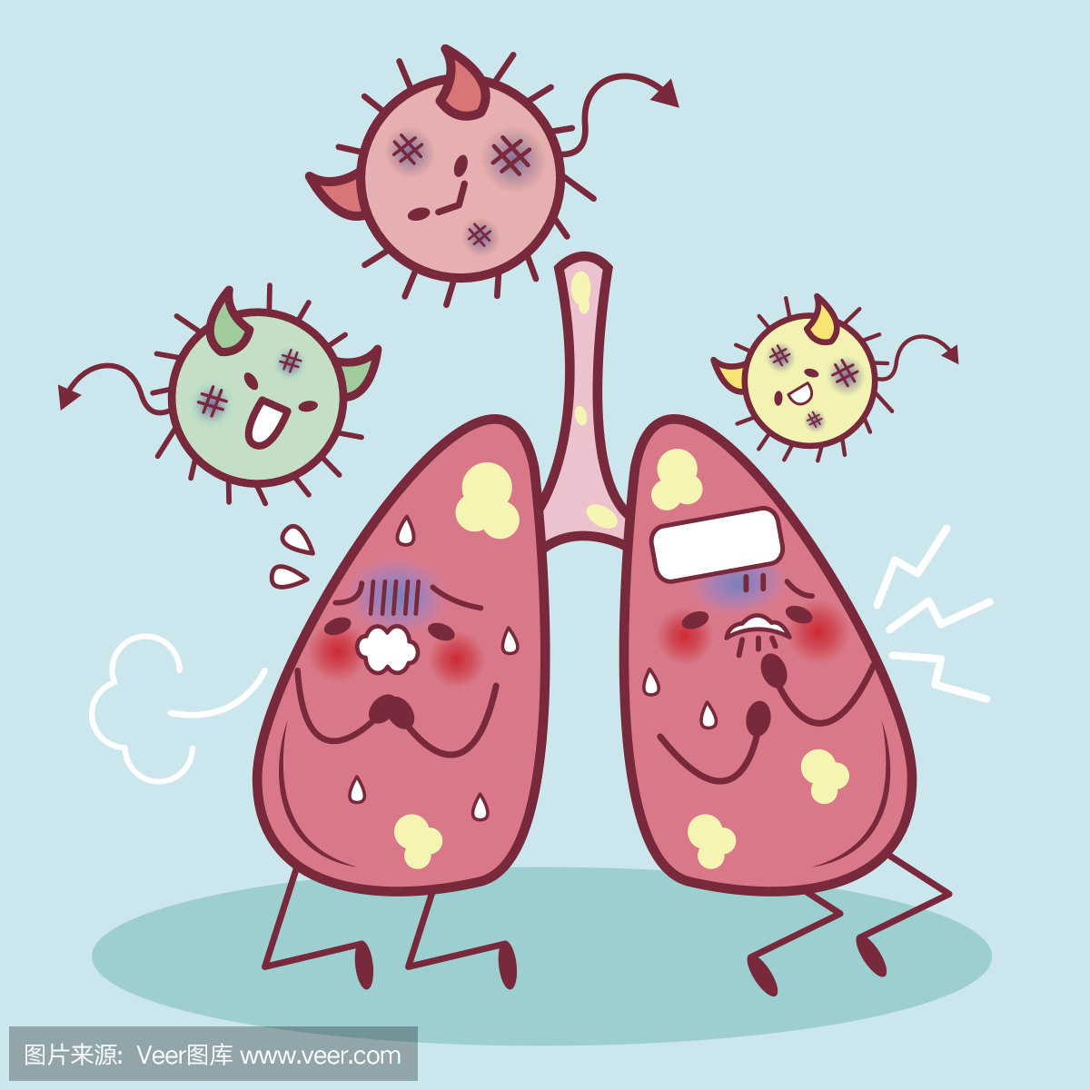 肺部感染卡通图片