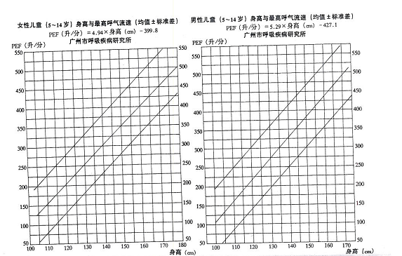 儿童峰流速对照表图片