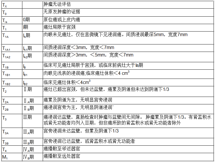 宫颈癌临床分期图片