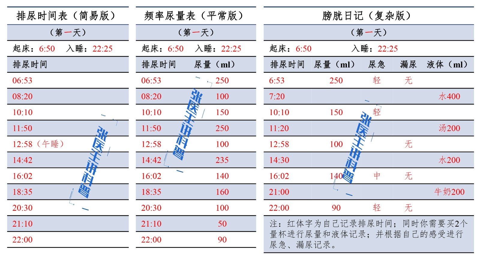 排尿日记模板图片