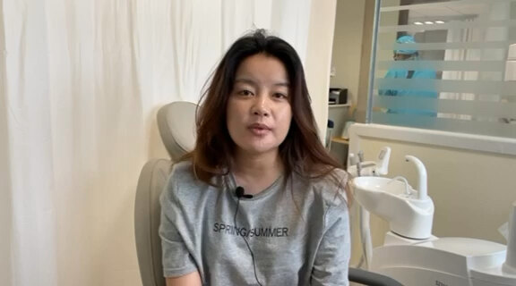 下颌骨肿物同期截骨植骨种牙镶牙后三个月复查（患者已授权）